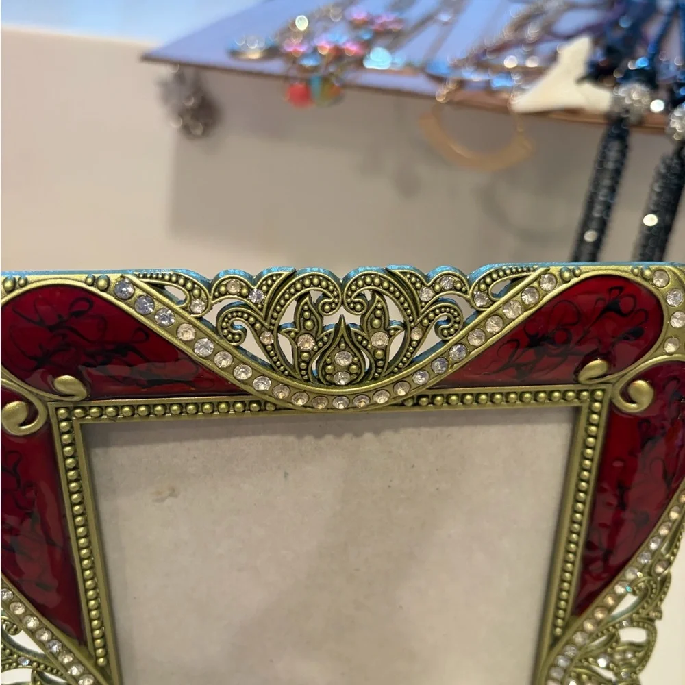 Red and Gold Ornate Filigree Picture Frame - Decorative Home Accent